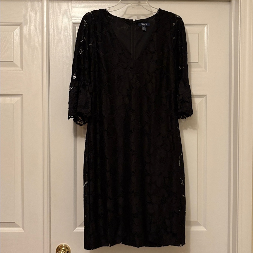 Chaps Black Lace Dress